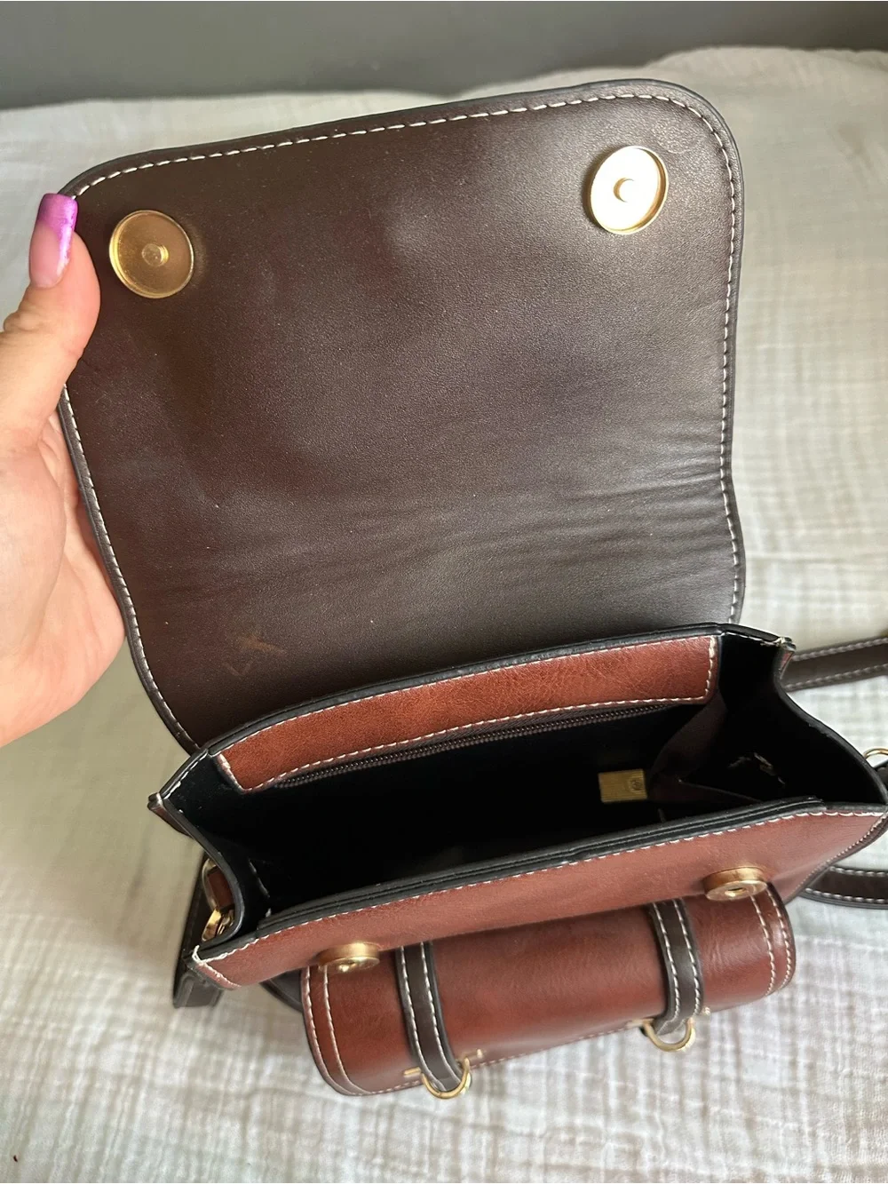 Little Bee vintage Accent Brown Leather Mini Backpack